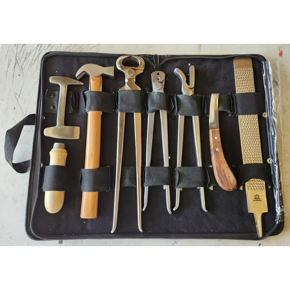 Horse Farrier Hoof Tool Kit (7 Piece) with Carry Bag Horse Equine Metal Shears Farriers Hoof Nipper Cutter Handle Knife Stable Supplies Professional Hoof Trimming Tools