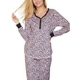 thumbnail image 2 of Doublju Women's Long Sleeve Henley Pajama Sleepwear 2 Pcs Set, 2 of 4