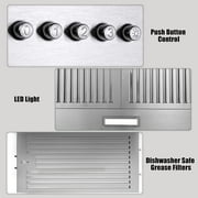 Zomagas 24 inch Wall Mount Range Hood 450CFM Exhaust Vent Stainless with Dishwasher Clean Filter 120V