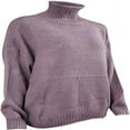 thumbnail image 3 of Tunique à Long Col Roulé Surdimensionnée pour Femmes à Manches Chauve-Souris Longues Chandail en Tricot, 3 of 6
