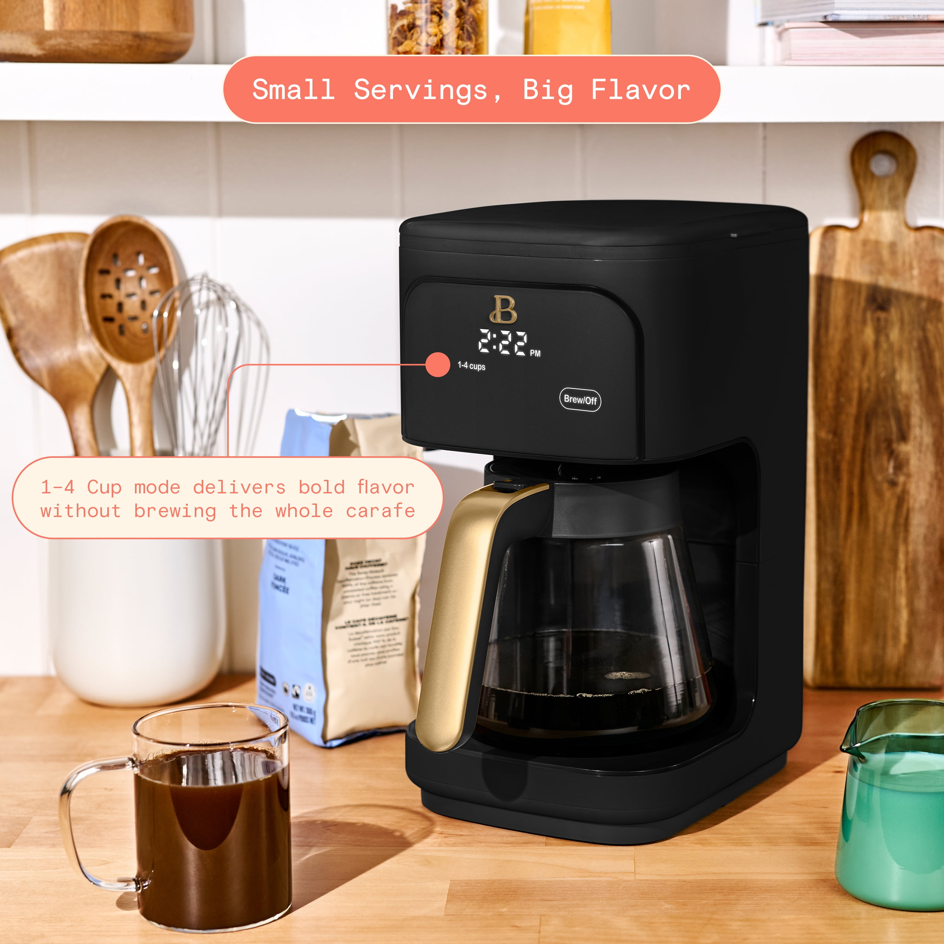 Beautiful 12 cup Programmable Coffee Maker, Black Sesame by Drew Barrymore