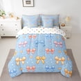 thumbnail image 2 of Castle Fairy Cartoon Bow Twin Bedding Sets,Kawaii Love Heart Print Bedding Comforter Set, 2 of 8
