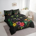 thumbnail image 3 of Castle Fairy Kids Teens Adults Kawaii Black Cat Bedding Comforter Set 7 Pieces,Chic Floral Flowers Full Bedding Set Lightweight,Vintage Aesthetics Fitted Sheet Flat Sheet,Ultra Soft Home Decor, 3 of 8