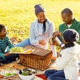 thumbnail image 6 of Shell Outdoor Canvas Picnic Blanket Waterproof and Foldable Mat with Carry Strap - Large Size for Family and Friends - Durable and Easy to Clean - Blue and White Stripes Design, 6 of 6