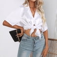 thumbnail image 4 of Fiudx Ofertas Flash Del Día Blusas y Blusas con Cuello En V de Manga Corta Informales de Primavera y Verano a La Moda para Mujer, 4 of 7