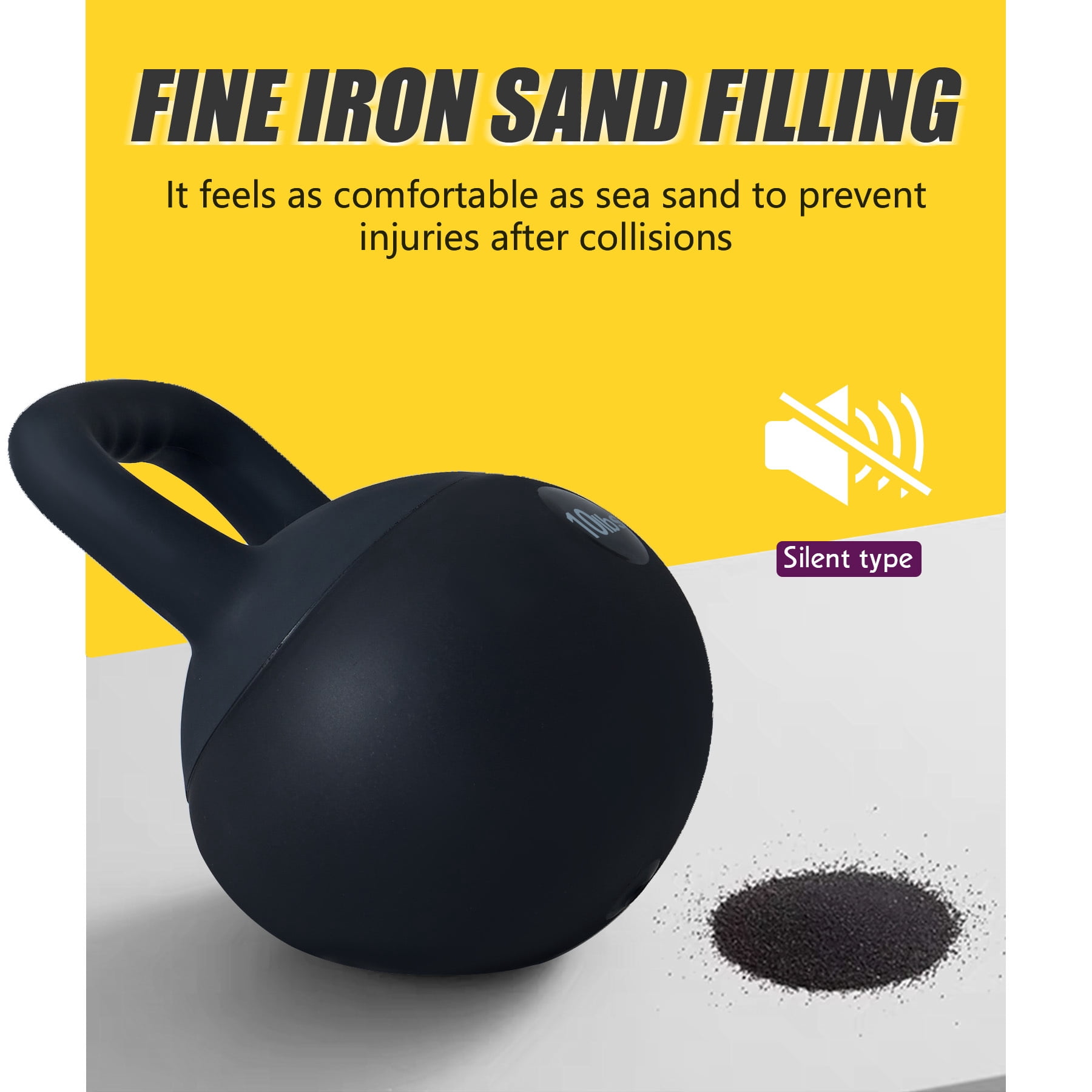 SogesPower Soft Kettlebells,Iron Sand Filled Weights Strength Training Kettlebells,Shock-Proof Weights and Wide-Grip Handle,Fitness Soft Kettlebells for Women Men,Home Gym Kettlebells,Black,10LBS