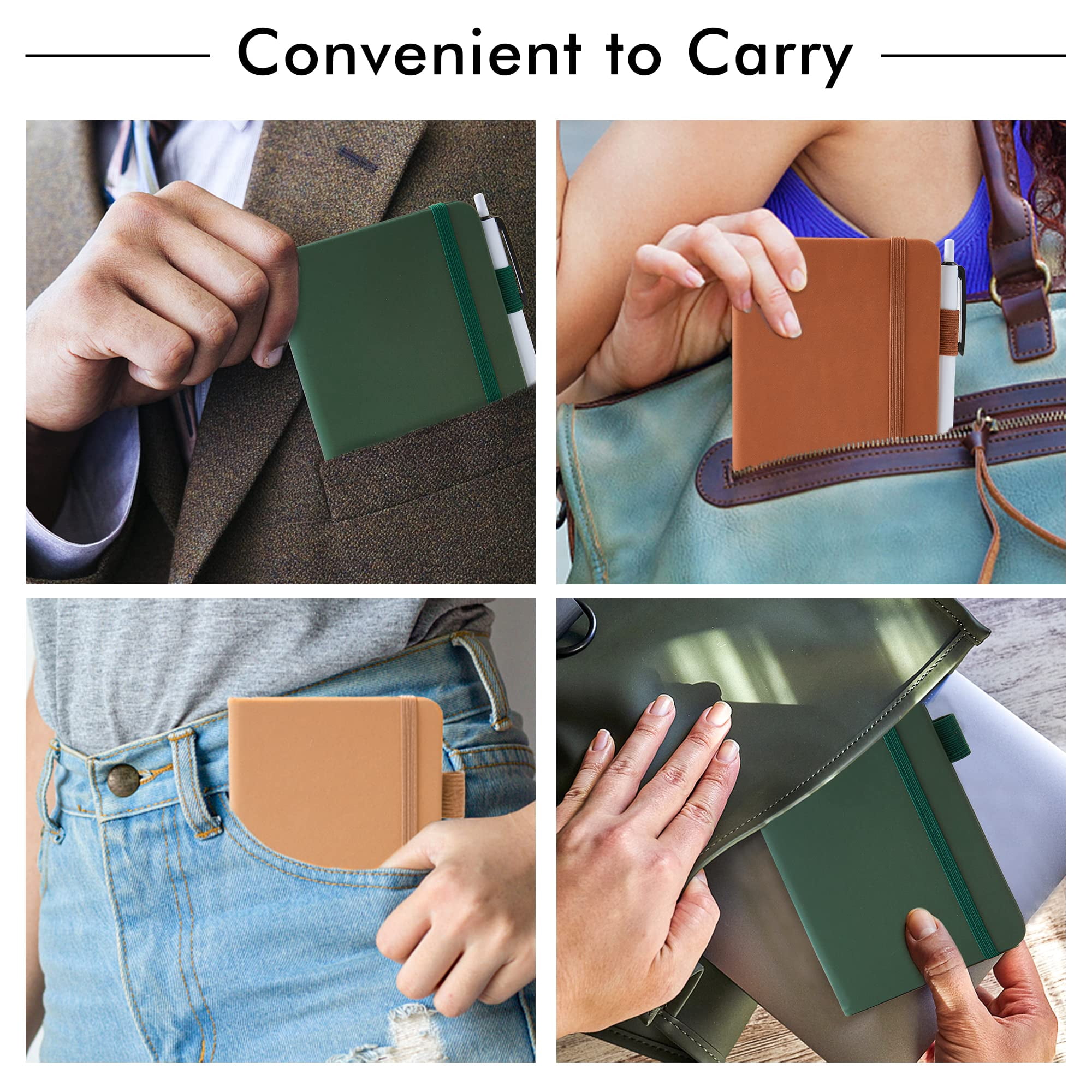 Pocket Notebook Journals  Mini Cute Small Hardcover College Ruled Notepad Office School Supplies With 3 Black Pens 3.5"x 5.5" 3 Pack A6 Vintage Colors