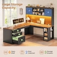 thumbnail image 5 of 67" Farmhouse L Shaped Computer Desk with 3 Drawers and Storage Shelves, Corner Office Desk with LED Lights, Executive Desk, 5 of 7