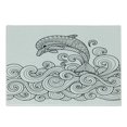thumbnail image 1 of Dolphin Cutting Board, Black and White Zentangle Nautical Image Waves and Animal Jumping out of Water, Decorative Tempered Glass Cutting and Serving Board, Small Size, Black White, by Ambesonne, 1 of 1