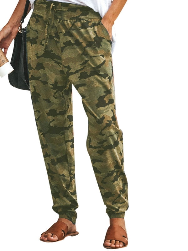 YoaGGa Women's Comfort Fashion Drawstring Camo Packets Casual Pants ...