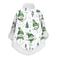 thumbnail image 3 of AUNVITO Cozy Christmas Print Fleece Shawl with Thick Faux Fur Collar Women's Warm Homewear Sleeveless Winter Wrap, 3 of 6
