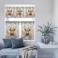 thumbnail image 6 of Kitchen Window Curtains Valance and Tier Set, Spring Flower Cow Wood Board Rod Pocket Tier Curtain Valance Set, Farmhouse Animal Leaf Wooden Light Filtering Cafe Curtains for Bedroom Living Room, 6 of 9