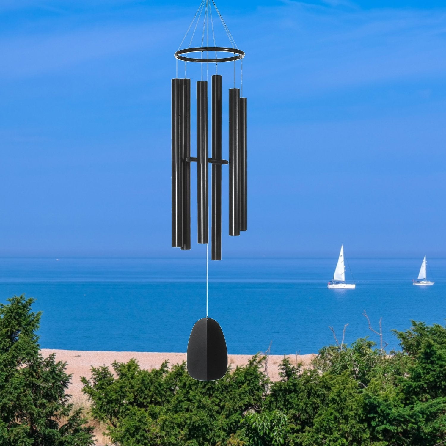 Woodstock Windchimes Bells of Paradise Black 68", Wind Chimes For Outside, Wind Chimes For Garden, Patio, and Outdoor Décor, 68"L
