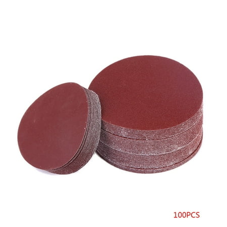

100 Pcs 4 Inch Round Red Sanding Disc Flocking Sandpaper Grinding Rust Removing Polishing Pads Disk