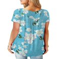 thumbnail image 3 of CHUANK T-Shirts pour Femmes Manches Courtes Col Rond Tunique Boutonnée (Blanc TG), 3 of 4