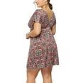 thumbnail image 4 of MAWCLOS Femmes Plus Robes de Taille d'Été Wrap Bohème Imprimé Floral Robe Courte A-Ligne V Cou Plage Mini Robe L-4XL, 4 of 4