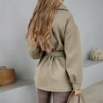 thumbnail image 4 of Plus Size Coat Long Sleeve Buttoned Lapel Closure Jacket Solid Women's Plus Size Sweater Coats (Khaki XXL), 4 of 6