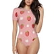 thumbnail image 1 of Balery Strawberries Body de cuello redondo de manga corta para mujer Tops de manga corta Tops básicos-Small, 1 of 7