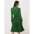 thumbnail image 4 of Vestido Camisero de Trabajo para Mujer midi Plisado Manga Larga Verde S Allegra K, 4 of 6