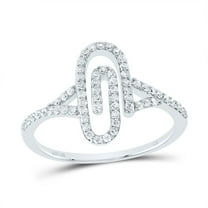 10K White Gold Round Diamond Paper Clip Right Hand Fashion Ring 1/3 CT.
