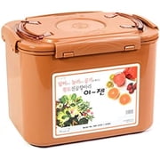E-Jen Premium Kimchi, Sauerkraut Probiotic Fermentation Container with Inner Vacuum Lid (Earthenware Brown, 3.1 gal/ 12L)