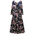 thumbnail image 1 of Plus size 1x Tall Womens Dress Rose Dream Ice Velvet Designer Print Long Sleeve High V-Neck Princess Cut, 1 of 4