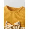 thumbnail image 2 of Toddler Baby Girl Clothes Ruffles Bee Long Sleeve Dress with Bow Fall Winter Outfit Yellow 6-9 Months, 2 of 6
