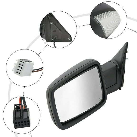 Miumaeov Left Driver Side Rear Mirror For 2013-2019 Dodge Ram 1500 Power Heated LED Signal View Mirror