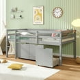 thumbnail image 6 of Costway Twin Size Low Loft Bed with 3 Drawers Ladder & Full-length Guardrails Storage Grey, 6 of 10