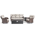 thumbnail image 2 of Patiobula Wicker Patio Furniture Set with Fire Pit Table, Outdoor Luxury High-Back Sectional Swivel Rocker Chairs Sets, Oversized Conversation Set for Porch, Balcony, Deck, Brown/Beige, 2 of 12