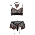 thumbnail image 5 of BONIXOOM Matching Pajamas For Couples Silk Pajamas For Women Sleepwear Belt Sleeveless Floral Sleepwear Sets Black S, 5 of 9