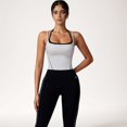 thumbnail image 2 of Women's Contrast Trim Cropped Tank Top with Square Neck and Spaghetti Straps - Medium, White, 2 of 7