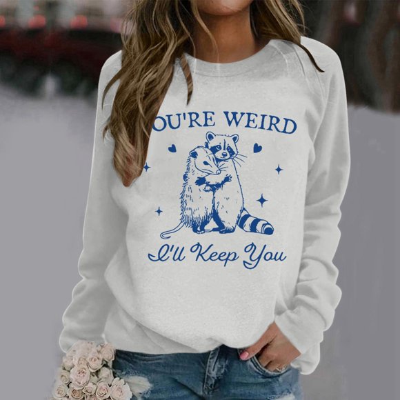 Women's Fashion Casual Solid Color Loose Long Sleeve Letter I'm Not For Everyone Print Round Neck Hoodie Dz Sweatshirt Graphic Jogging Suit Light Peach Sweatshirt Baggy Shirt Casual Hoodies Women Cool
