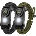 thumbnail image 1 of 2 Pcs bracelets de Survie en Paracorde Noirs et Verts - Émergence Tactique, 1 of 4