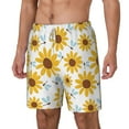 thumbnail image 2 of Uemuo Sunflowers Pattern Mens Swim Trunks Quick Dry Board Shorts with Mesh Lining, Stretch Beach Shorts Quick Dry No-Chafing Board Shorts-Small, 2 of 9