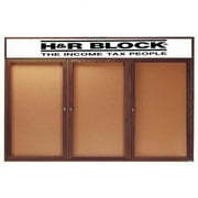 Aarco Products WBC3672-3RH Enclosed Bulletin Board with Header - Walnut