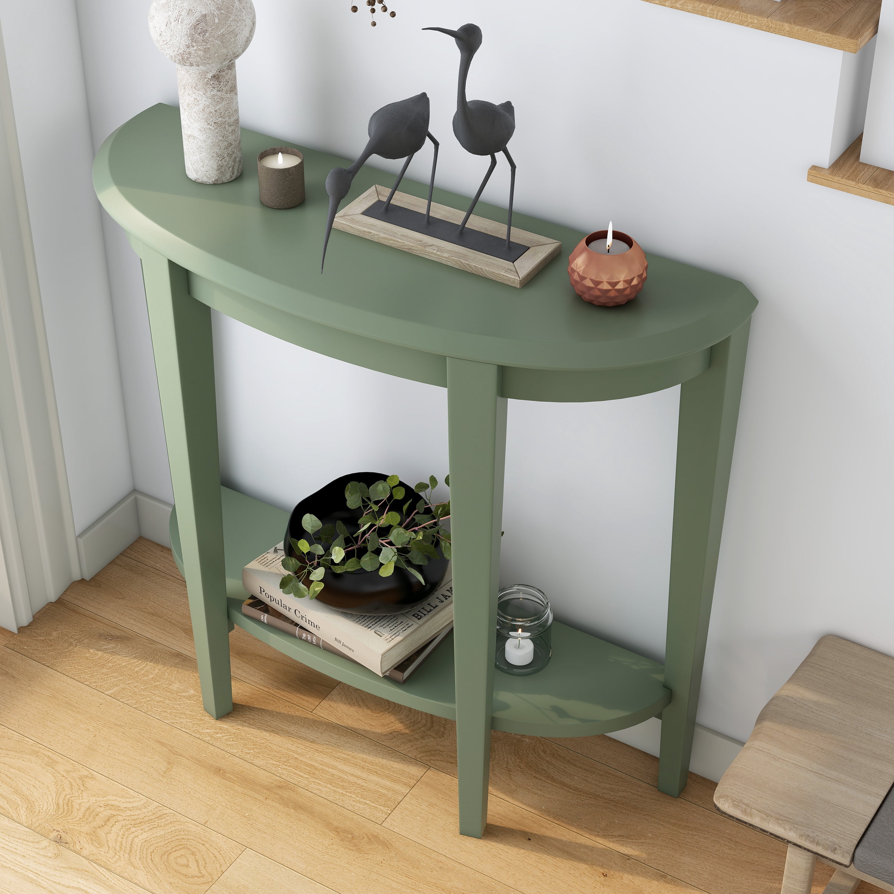 Furniture of America Lune 1-Shelf Wood Sage Green Hallway Console Table