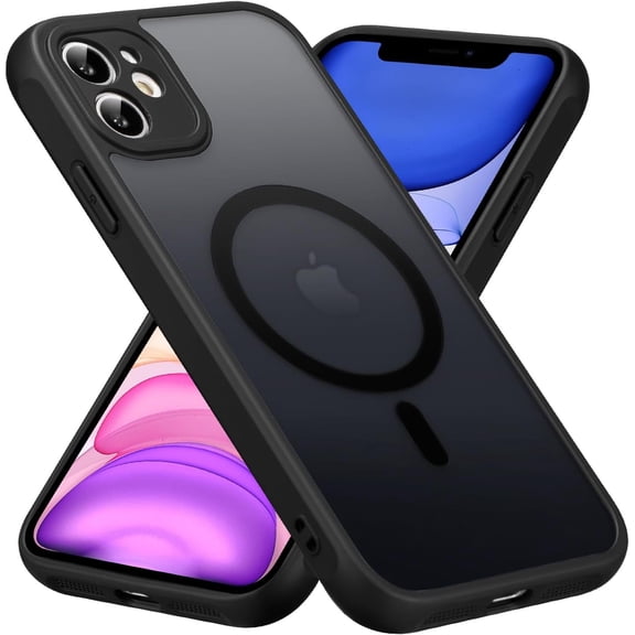Magnetic for iPhone 11 Case [Compatible with Magsafe] Slim Frosted Matte Case Cover Translucent Hard PC Back Military Drop Protection Phone Case for iPhone 11 6.1-inch,Black