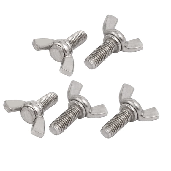 M8x20mm 1.25mm Pitch 201 Stainless Steel Wing Bolt Butterfly Screw 5pcs