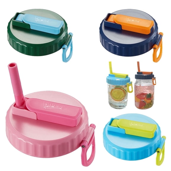 DIPESI 4-Pack Kids Water Bottle Caps, BPA-Free Plastic Replacement Lids with Straw for School Travel