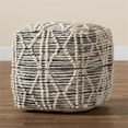 thumbnail image 5 of Bowery Hill Moroccan Inspired Ivory and Black Wool Blend Pouf Ottoman, 5 of 6