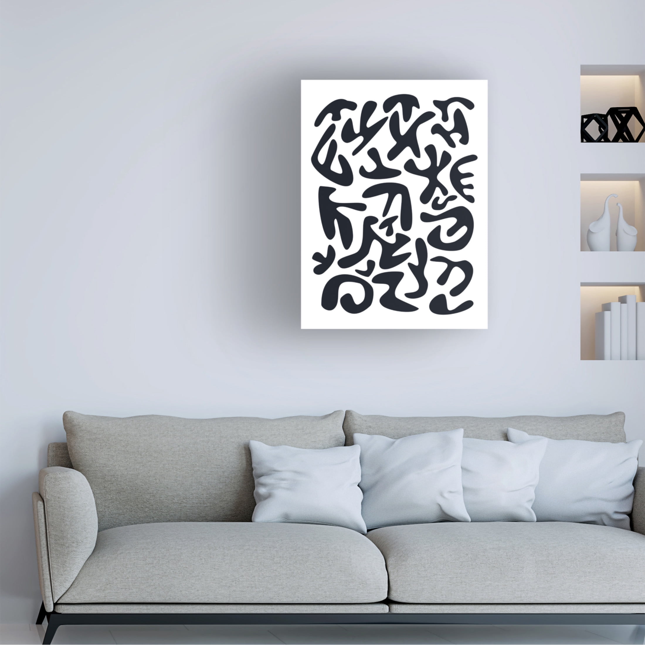 Canvas Wall Art - Tom Quartermaine 'Black and White Matisse Style 1' Wall Art for Living Room, Bedroom, or Office Décor by Trademark Fine Art - 18 x 24 Inches