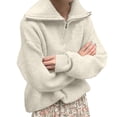 thumbnail image 4 of VISALY Half Zip Pullover Tunic Sweatshirt Turtleneck Sweater Oversize Zipper Knitted Pullover Long Sleeve Solid Color Loose Autumn Winter Sweaters Office Sweater Soft Pullover Basic Tops A One Size, 4 of 9