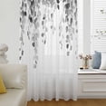 thumbnail image 6 of Grey Eucalyptus Leaves Sheer Curtains 45 Inches Long, Weeping Spring Botanical Summer Light Filering Curtains, Breathable Simi Curtain Privacy Drapes for Kitchen Bathroom Small Window Treatment, 6 of 9