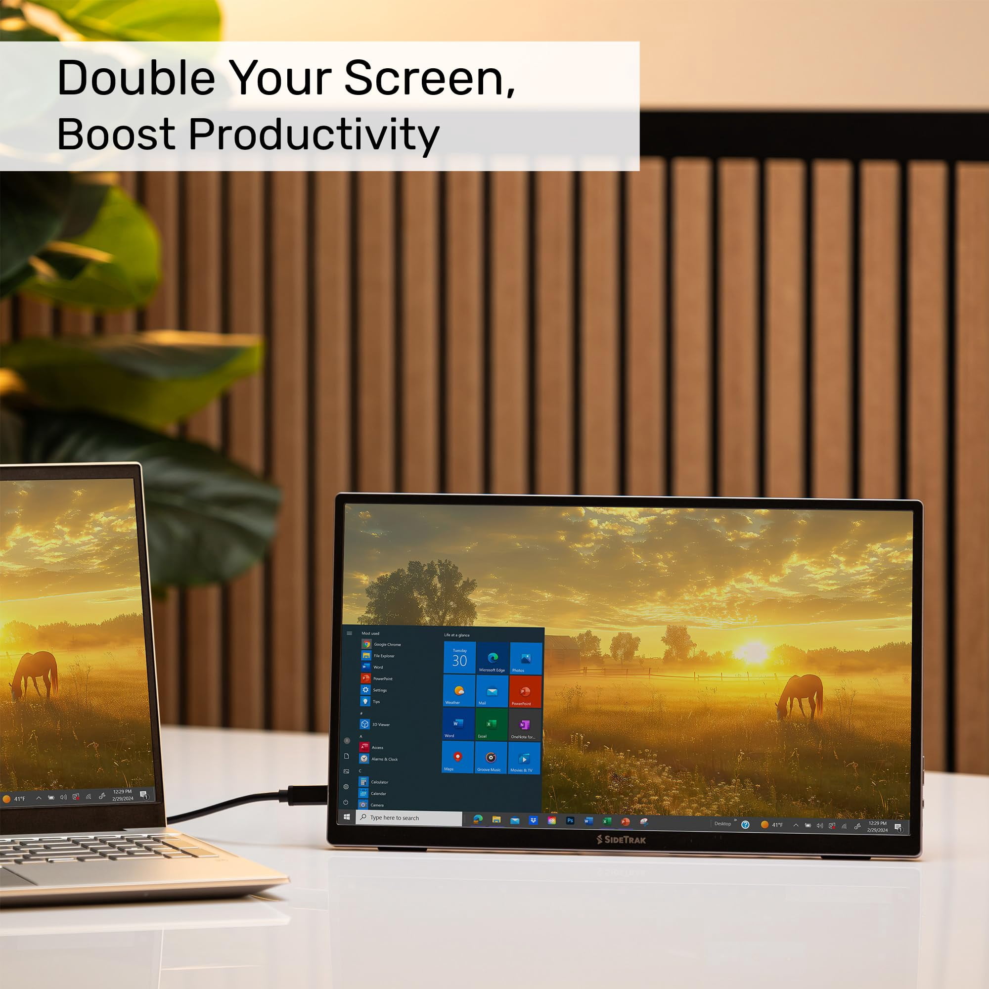 SideTrak Solo Essential 15.6'' Portable Monitor Extender, FHD LCD Laptop Dual Screen with Kickstand, Compatible with Mac, PC, Chrome, Powered by USB or HDMI port