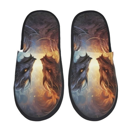 Balery Red And White Beast Slient Indoor Furry Fleece Comfort House Shoes Soft Non-Slip Home Shoes Cotton slippers House Slippers-- Medium