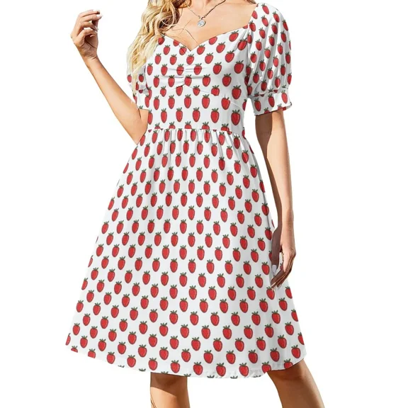 strawberry doodle pattern Sleeveless Dress Women's long dress elegant evening dresses for women 2024