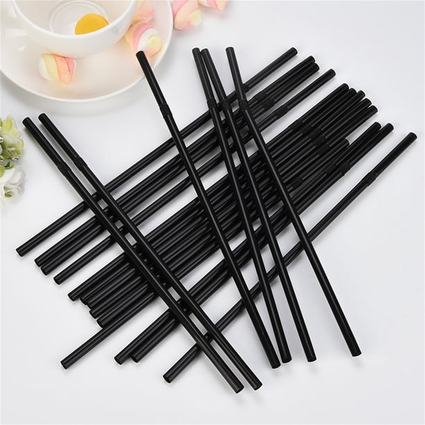 Pajitas de plástico desechables para fiestas de bodas, 600 uds., negras, flexibles Wmkox8yii FHAKJF3262