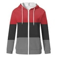 thumbnail image 5 of CZHJS Zip up Lightweight Jacket Women's Leopard Color Block Fall Fashion Loose Long Sleeve Outwear Spring Hooded Sweatshirt Casual Trendy Track Jacket with Pockets Watermelon Red XXXL Shirts, 5 of 5