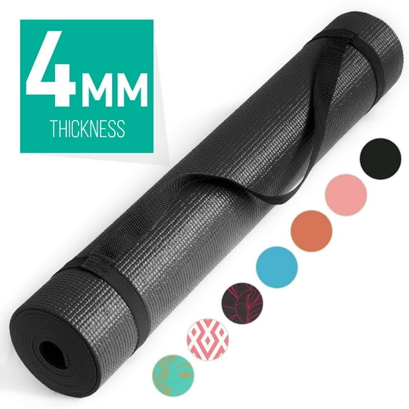 Nicole Miller Yoga Workout Mat, 4MM Thick Yoga Exercise Mat for Home Gym (4MM, Black)